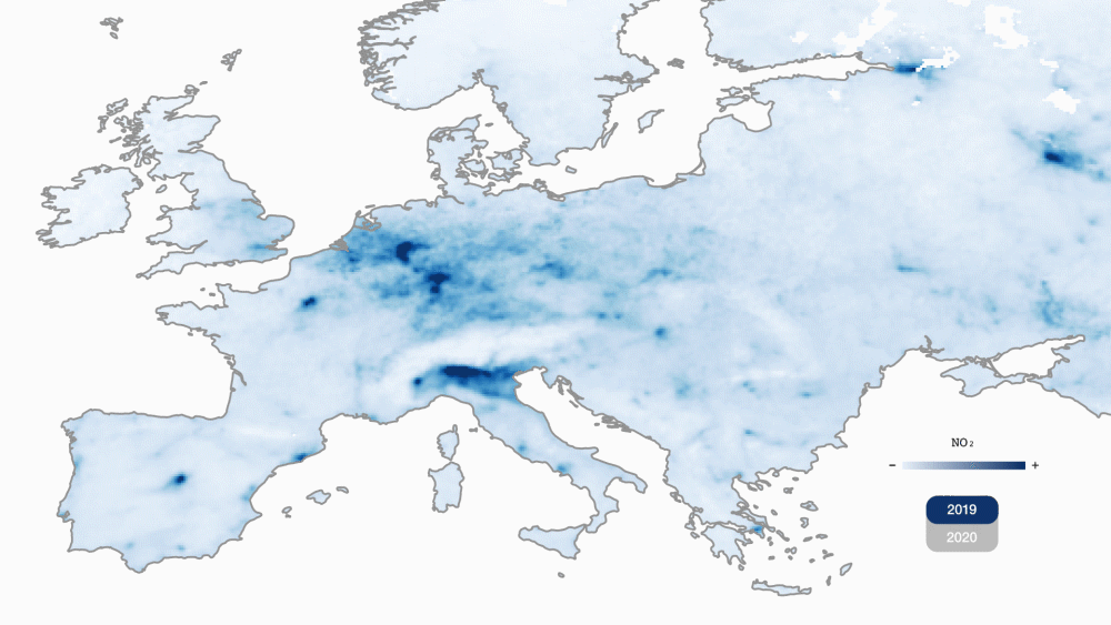 covid 19 air pollution map of europe