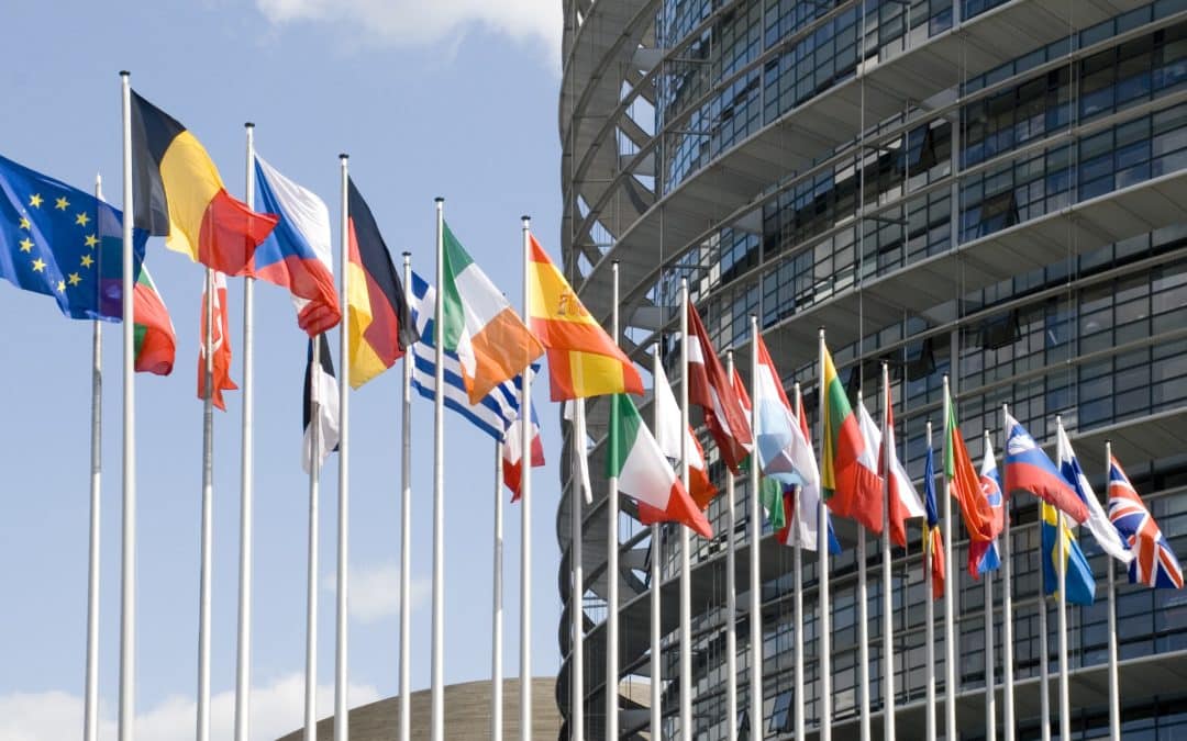 europarliament.,flags,of,the,countries,of,the,european,union,at