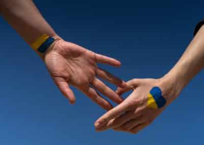 female,hands,painted,in,ukraine,flag,colors,yellow blue.,stop,the