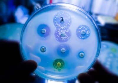 antimicrobial,susceptibility,testing,in,petri,dish.,microbiologist,check,antibiotic,resistance