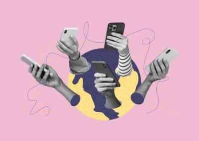 creative,image,collage,human,hands,holding,smartphones,digital,era,devices